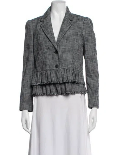 Pre-owned Rebecca Taylor Tweed Pattern Blazer In Gray
