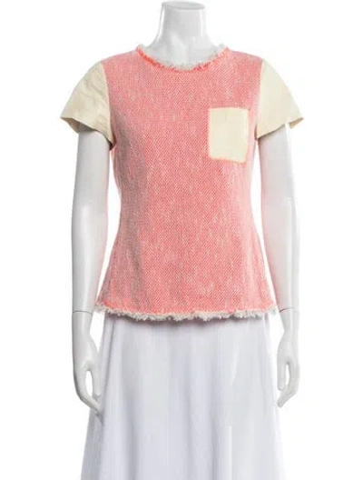 Pre-owned Rebecca Taylor Tweed Pattern Crew Neck Sweater In Pink