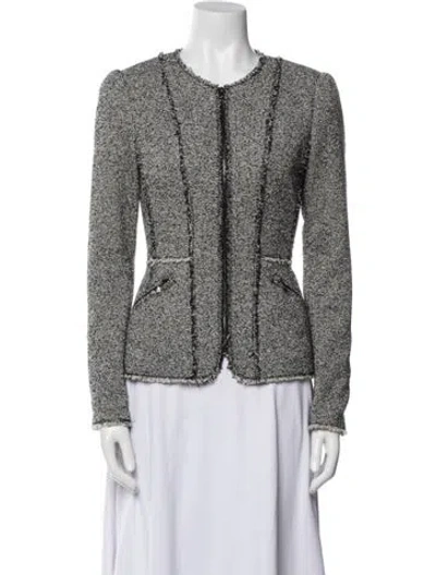 Pre-owned Rebecca Taylor Tweed Pattern Evening Jacket In Black