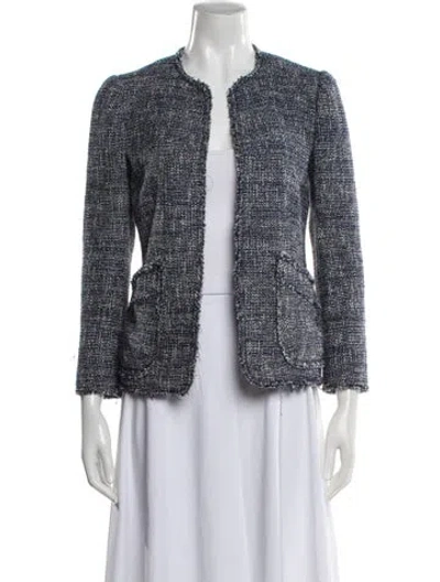 Pre-owned Rebecca Taylor Tweed Pattern Evening Jacket In Blue