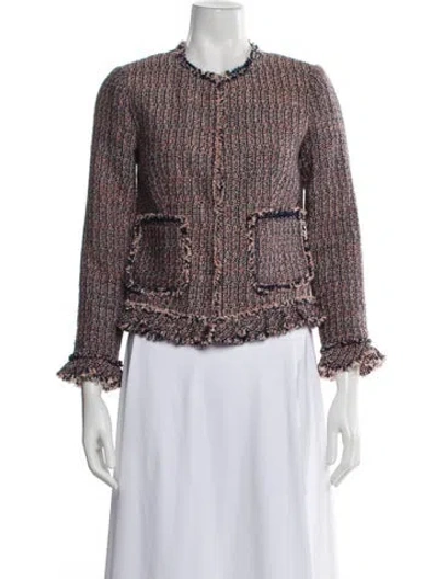Pre-owned Rebecca Taylor Tweed Pattern Evening Jacket In Blue