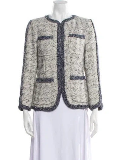 Pre-owned Rebecca Taylor Tweed Pattern Evening Jacket In Blue
