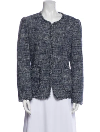 Pre-owned Rebecca Taylor Tweed Pattern Evening Jacket In Blue
