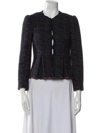 Pre-owned Rebecca Taylor Tweed Pattern Evening Jacket In Blue