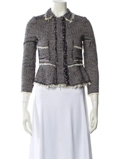 Pre-owned Rebecca Taylor Tweed Pattern Evening Jacket In Blue