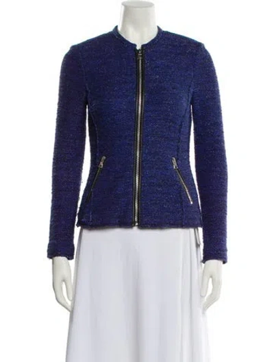 Pre-owned Rebecca Taylor Tweed Pattern Evening Jacket In Blue