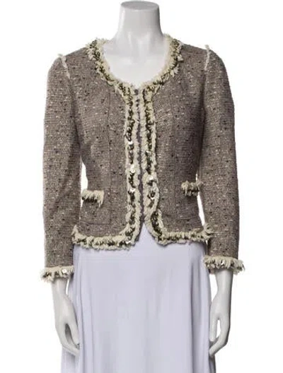 Pre-owned Rebecca Taylor Tweed Pattern Evening Jacket In Neutral