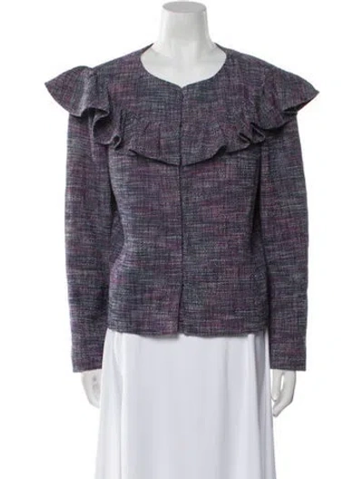 Pre-owned Rebecca Taylor Tweed Pattern Evening Jacket In Purple