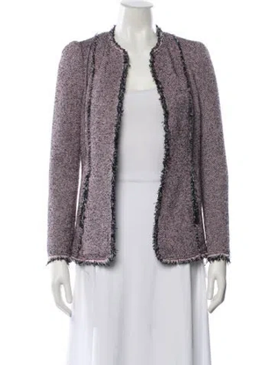 Pre-owned Rebecca Taylor Tweed Pattern Evening Jacket In Purple