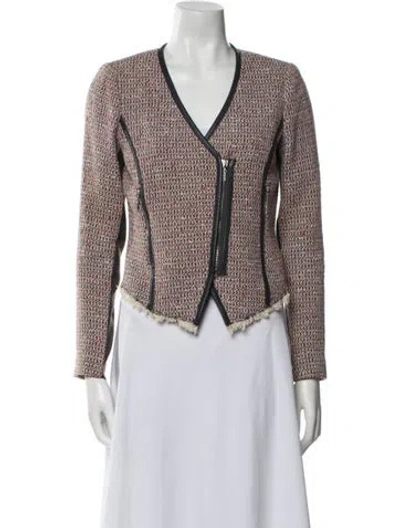 Pre-owned Rebecca Taylor Tweed Pattern Evening Jacket In Red