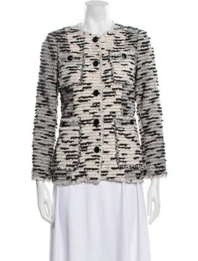 Pre-owned Rebecca Taylor Tweed Pattern Evening Jacket In White