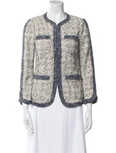 Pre-owned Rebecca Taylor Tweed Pattern Evening Jacket In White