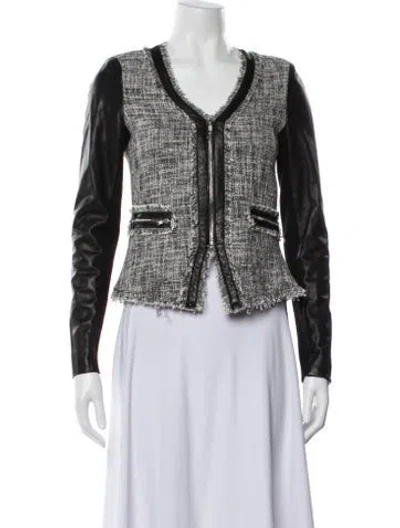 Pre-owned Rebecca Taylor Tweed Pattern Jacket In Black