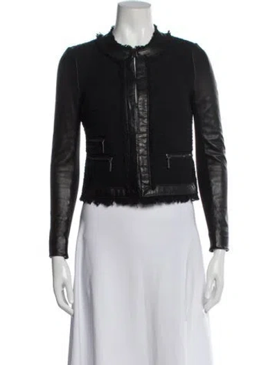 Pre-owned Rebecca Taylor Tweed Pattern Jacket In Black
