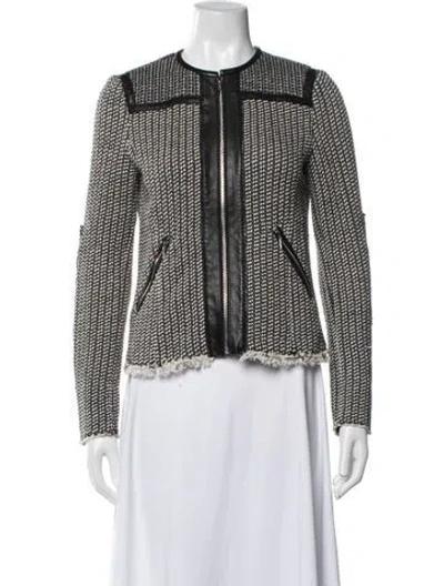 Pre-owned Rebecca Taylor Tweed Pattern Jacket In Black