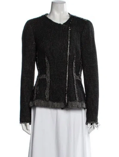 Pre-owned Rebecca Taylor Tweed Pattern Jacket In Black
