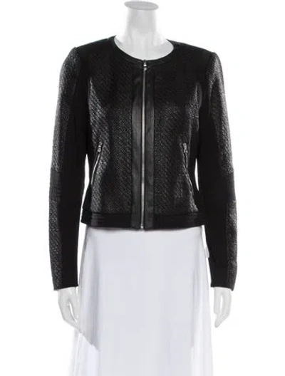 Pre-owned Rebecca Taylor Tweed Pattern Jacket In Black