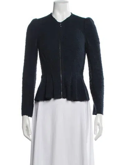 Pre-owned Rebecca Taylor Tweed Pattern Jacket In Blue