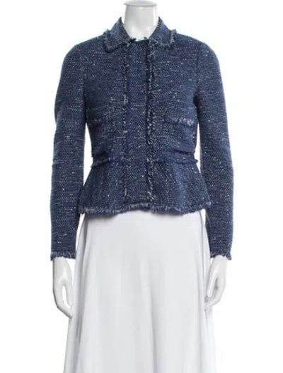 Pre-owned Rebecca Taylor Tweed Pattern Jacket In Blue