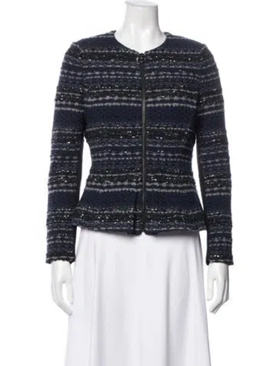 Pre-owned Rebecca Taylor Tweed Pattern Jacket In Blue