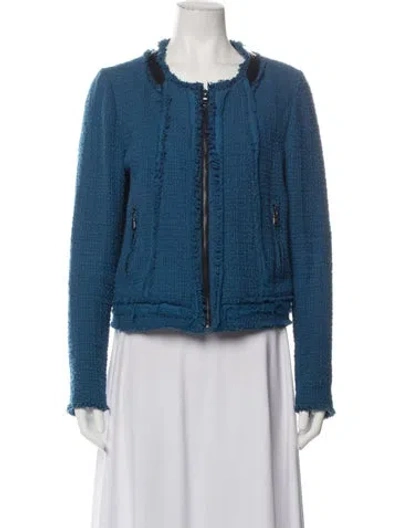 Pre-owned Rebecca Taylor Tweed Pattern Jacket In Blue