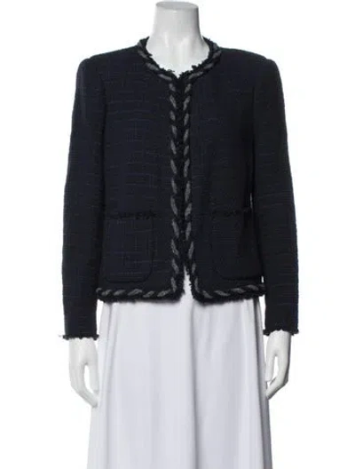 Pre-owned Rebecca Taylor Tweed Pattern Jacket In Blue