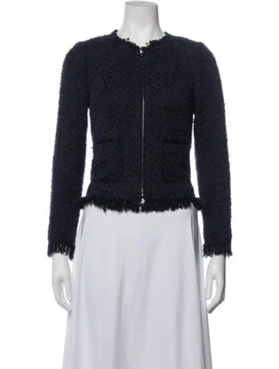 Pre-owned Rebecca Taylor Tweed Pattern Jacket In Blue