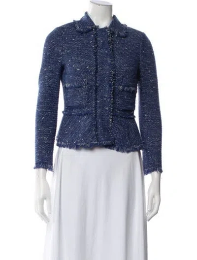 Pre-owned Rebecca Taylor Tweed Pattern Jacket In Blue