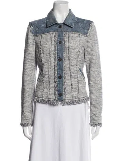 Pre-owned Rebecca Taylor Tweed Pattern Jacket In Blue/grey