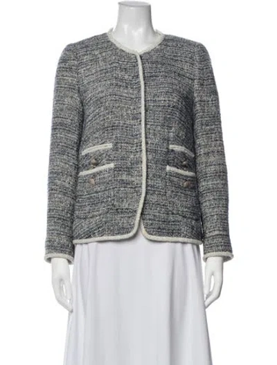 Pre-owned Rebecca Taylor Tweed Pattern Jacket In Blue/metallic