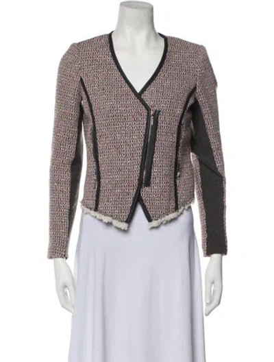 Pre-owned Rebecca Taylor Tweed Pattern Jacket In Gray