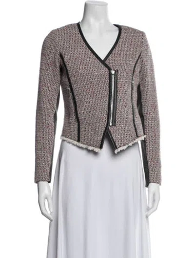 Pre-owned Rebecca Taylor Tweed Pattern Jacket In White