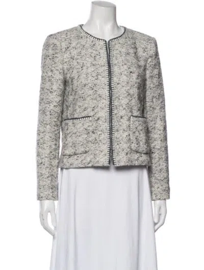 Pre-owned Rebecca Taylor Tweed Pattern Jacket In White