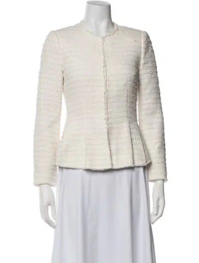Pre-owned Rebecca Taylor Tweed Pattern Jacket In White