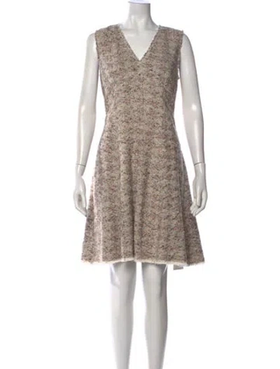 Pre-owned Rebecca Taylor Tweed Pattern Knee-length Dress In White