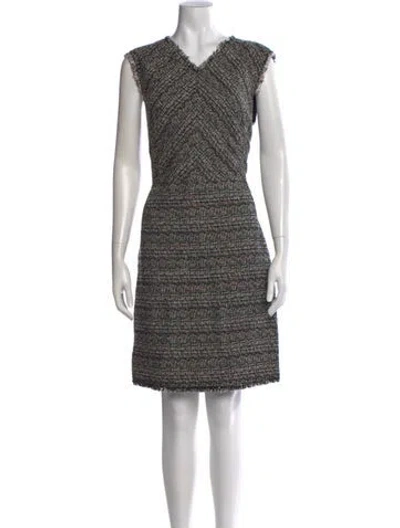 Pre-owned Rebecca Taylor Tweed Pattern Mini Dress In Black