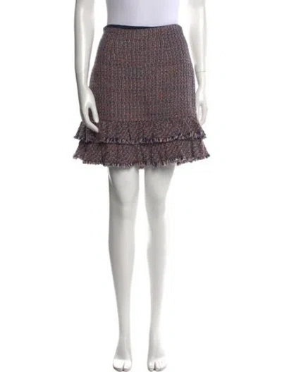 Pre-owned Rebecca Taylor Tweed Pattern Mini Skirt In Pink