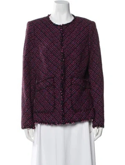 Pre-owned Rebecca Taylor Tweed Tweed Pattern Evening Jacket In Burgundy