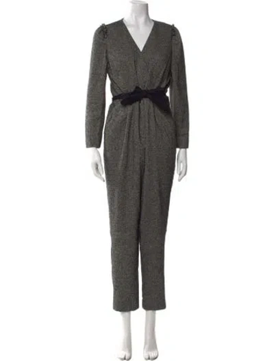 Pre-owned Rebecca Taylor Tweed V-neck Jumpsuit In Black