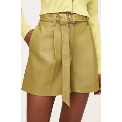Rebecca Taylor Vegan Leather Belted Short In Manzanilla