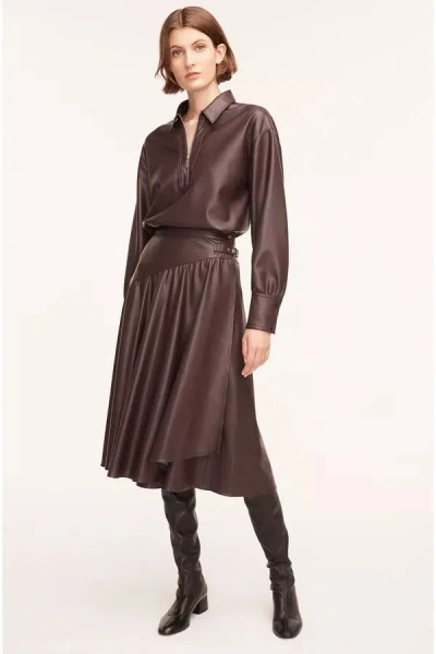 Rebecca Taylor Vegan Leather Midi Whisper Skirt In Deep Port