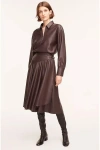 Rebecca Taylor Vegan Leather Midi Whisper Skirt In Deep Port