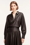 Rebecca Taylor Vegan Leather Pullover In Black