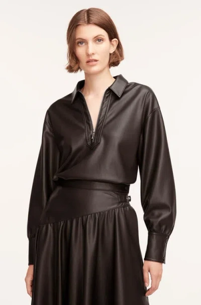 Rebecca Taylor Vegan Leather Pullover In Black