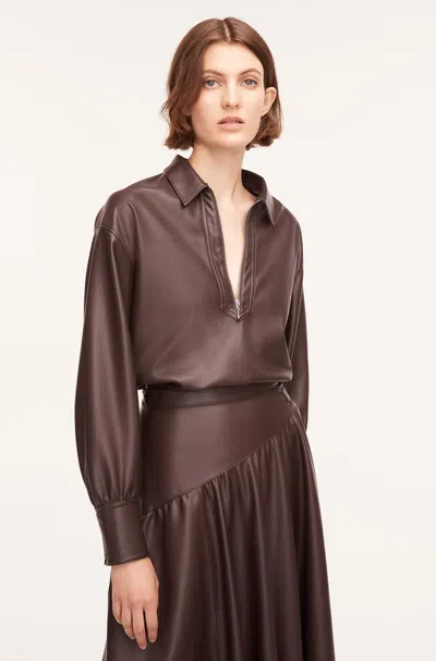 REBECCA TAYLOR VEGAN LEATHER PULLOVER