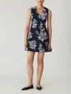 Rebecca Taylor Venice Toile Jacquard Double Breasted Mini Dress In Blue