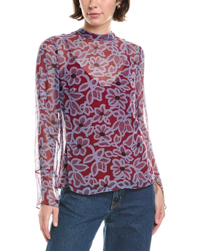 Rebecca Taylor Vera Fleur Mock Neck Shell Blouse In Vera Fleur Cherry Combo