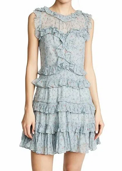 Rebecca Taylor Vine Ruffle Sleeves Mini Dress In Mint In Gray