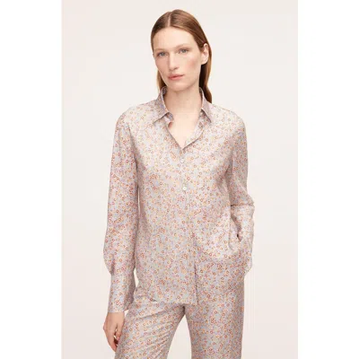 Rebecca Taylor Violet Fleur Silk Blouse In Fleur Glass Blue Combo