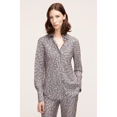 Rebecca Taylor Violet Fleur Silk Blouse In Fleur Morning Glory Combo